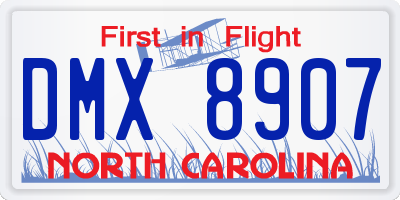 NC license plate DMX8907