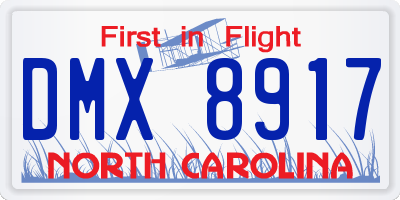 NC license plate DMX8917