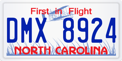 NC license plate DMX8924