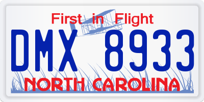 NC license plate DMX8933