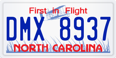 NC license plate DMX8937
