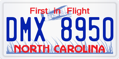 NC license plate DMX8950