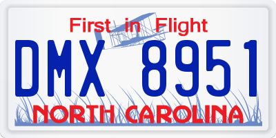 NC license plate DMX8951