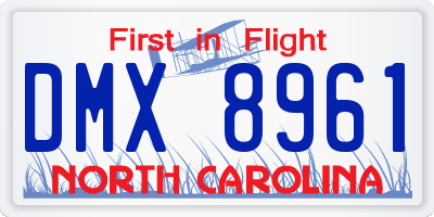 NC license plate DMX8961