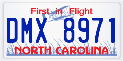 NC license plate DMX8971