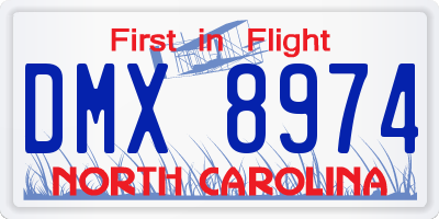 NC license plate DMX8974