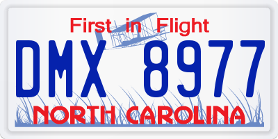NC license plate DMX8977