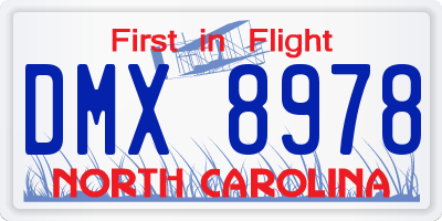 NC license plate DMX8978