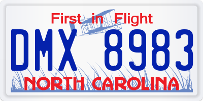 NC license plate DMX8983