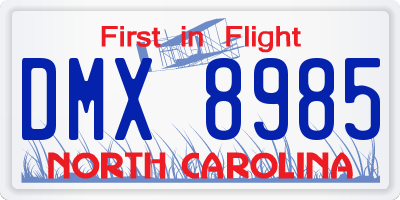 NC license plate DMX8985