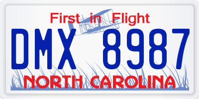 NC license plate DMX8987