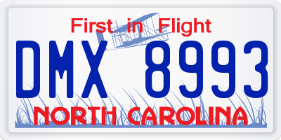 NC license plate DMX8993