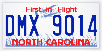 NC license plate DMX9014