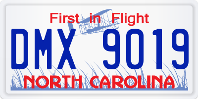 NC license plate DMX9019