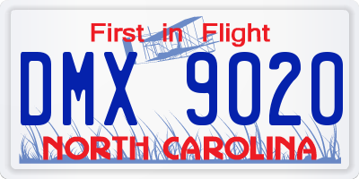 NC license plate DMX9020