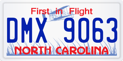 NC license plate DMX9063