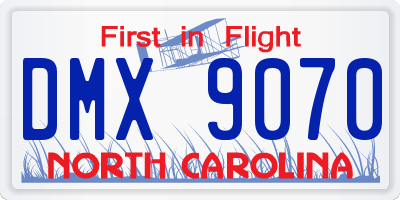 NC license plate DMX9070