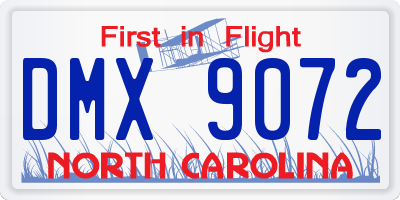 NC license plate DMX9072