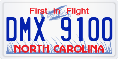 NC license plate DMX9100