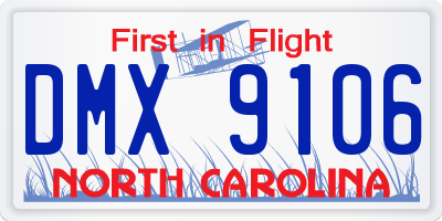 NC license plate DMX9106
