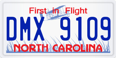 NC license plate DMX9109