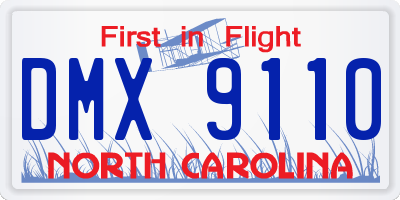 NC license plate DMX9110