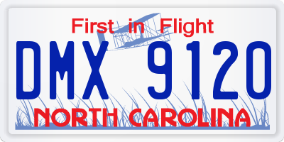 NC license plate DMX9120