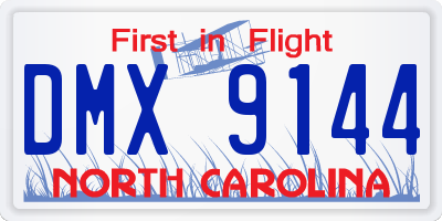 NC license plate DMX9144