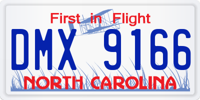 NC license plate DMX9166
