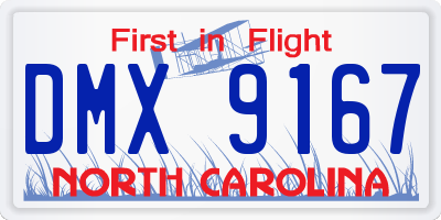 NC license plate DMX9167