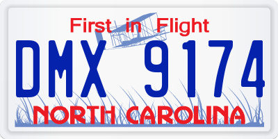 NC license plate DMX9174