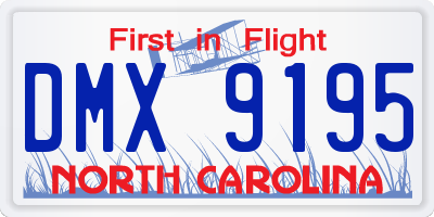 NC license plate DMX9195