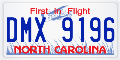 NC license plate DMX9196
