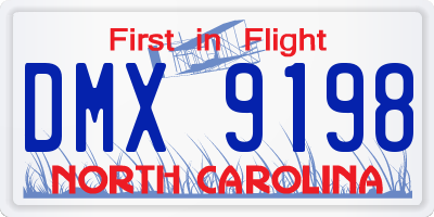 NC license plate DMX9198