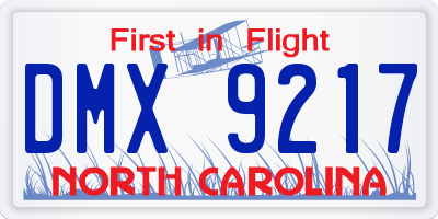 NC license plate DMX9217
