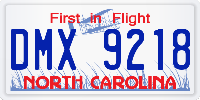 NC license plate DMX9218