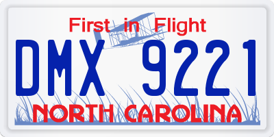 NC license plate DMX9221