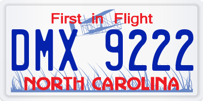 NC license plate DMX9222