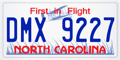 NC license plate DMX9227