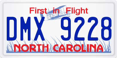 NC license plate DMX9228