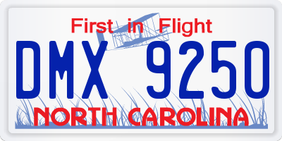 NC license plate DMX9250