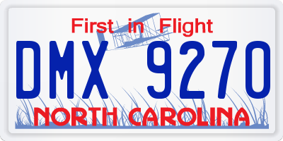 NC license plate DMX9270