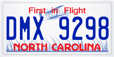 NC license plate DMX9298