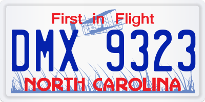 NC license plate DMX9323