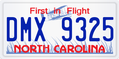 NC license plate DMX9325