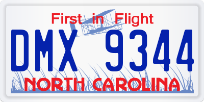 NC license plate DMX9344