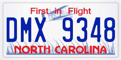 NC license plate DMX9348