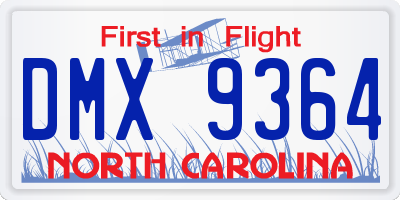 NC license plate DMX9364
