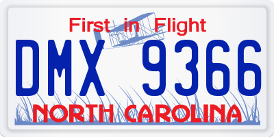 NC license plate DMX9366