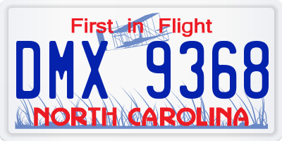 NC license plate DMX9368